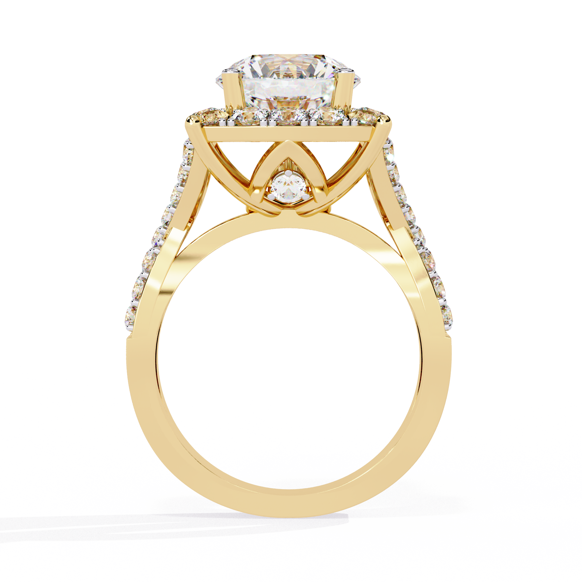 Solitairekart-3.4 CT Lab Grown Cushion Halo Majesty Diamond Ring